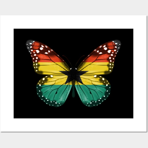 Ghanaian Flag  Butterfly - Gift for Ghanaian From Ghana Wall Art by Country Flags